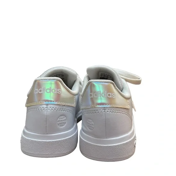 Adidas Girls White Tennis Shoes 1 - Picture 7 of 11